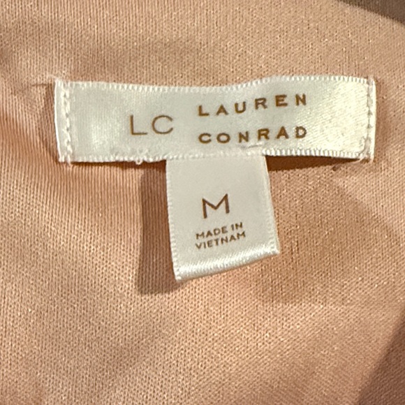 LC Lauren Conrad Sequin Balloon-Sleeve Top peach sequin size M keyhole back EUC - Picture 6 of 11